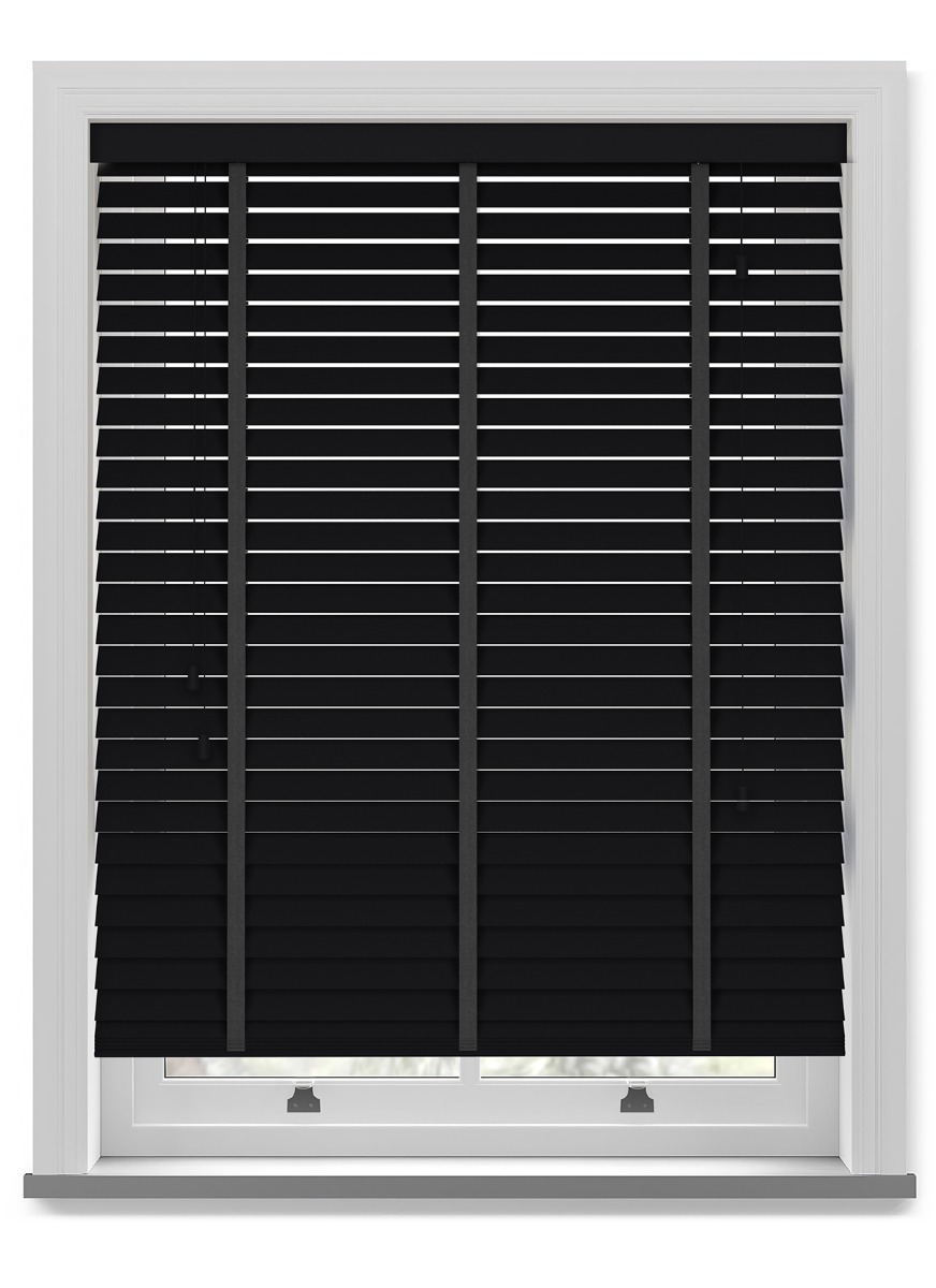 Deco Jet Black Tapes Wooden Blind