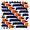 Orla Kiely Dog Show Whale Pencil Pleat Curtain
