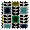 Orla Kiely Spot Flower Stem Blue & Green Pencil Pleat Curtain