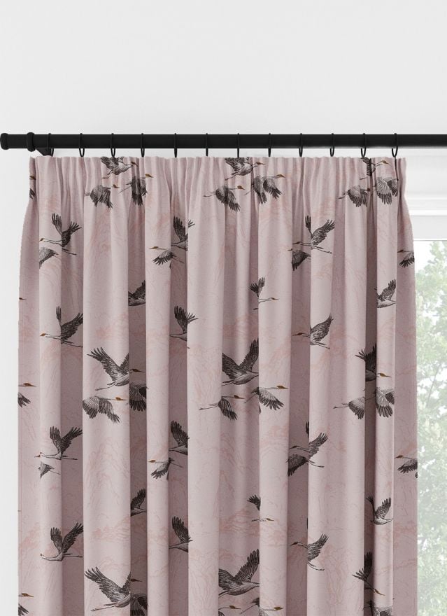 Laura Ashley Animalia Embroidered Blush Pencil Pleat Curtain