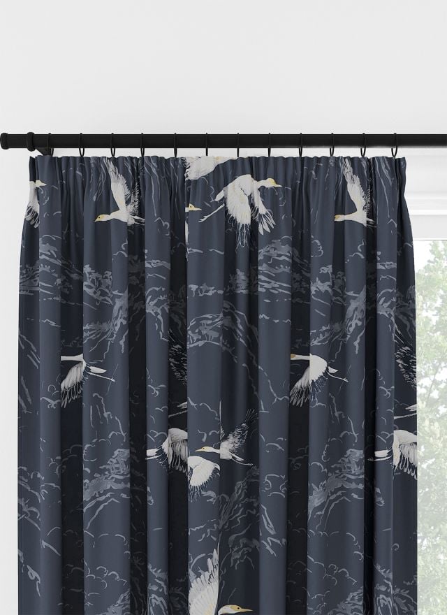 Laura Ashley Animalia Midnight Pencil Pleat Curtain