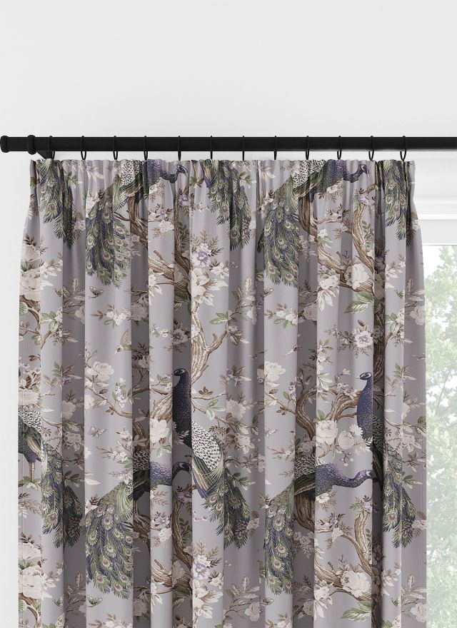 Laura Ashley Belvedere Velvet Pale Iris Pencil Pleat Curtain