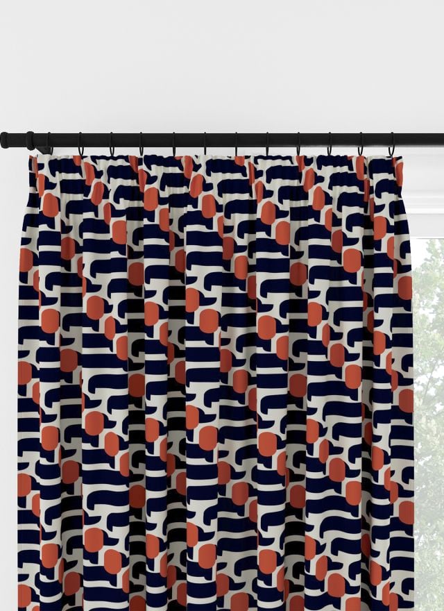 Orla Kiely Dog Show Whale Pencil Pleat Curtain