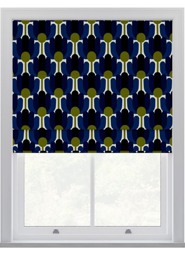 Orla Kiely Florida Navy Whale Roman Blinds