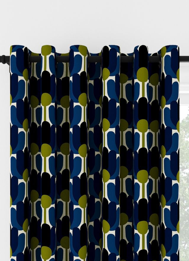 Orla Kiely Florida Navy Whale Eyelet Curtain