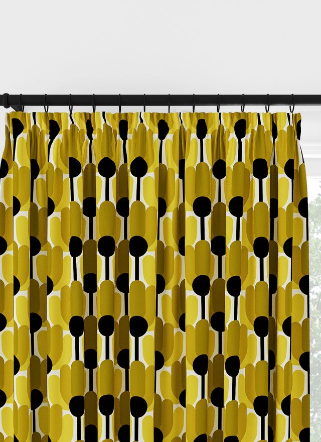 Orla Kiely Florida Yellow Pencil Pleat Curtain