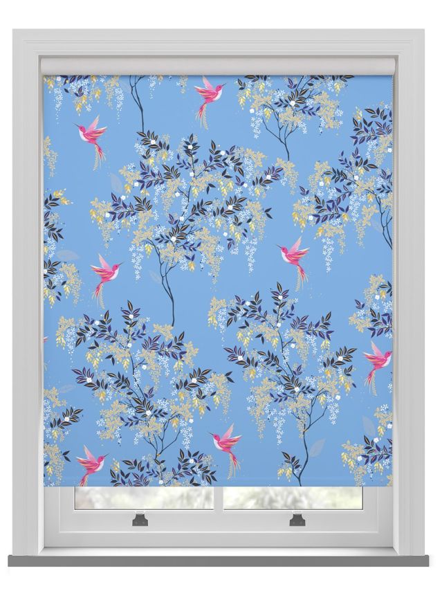 Sara Miller Hummingbird Cornflower Blue Roller Blind