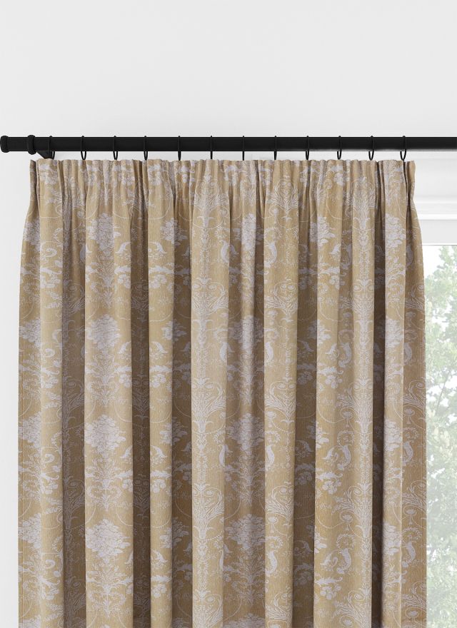 Laura Ashley Josette Woven Gold Pencil Pleat Curtain