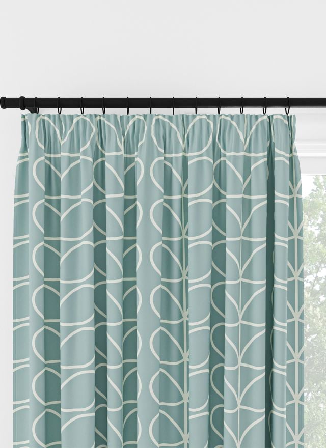 Orla Kiely Jumbo Linear Stem Aqua Pencil Pleat Curtain