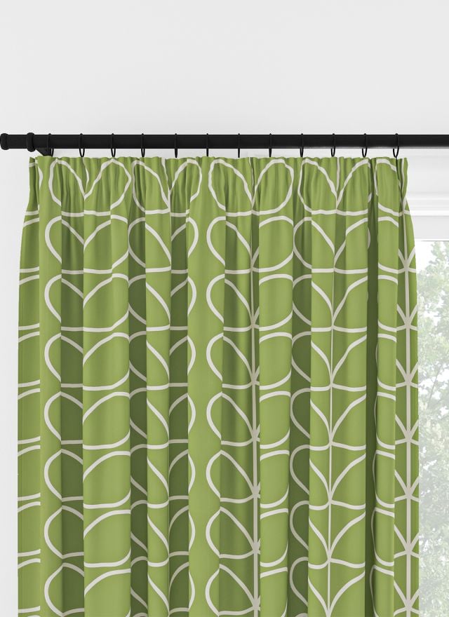 Orla Kiely Jumbo Linear Stem Chalky Green Pencil Pleat Curtain
