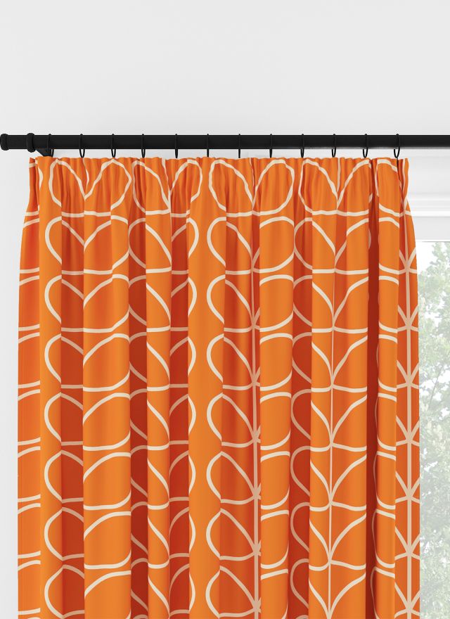Orla Kiely Jumbo Linear Stem Persimmon Pencil Pleat Curtain