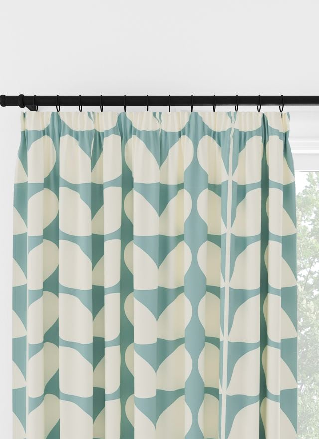 Orla Kiely Jumbo Solid Stem Duckegg Pencil Pleat Curtain