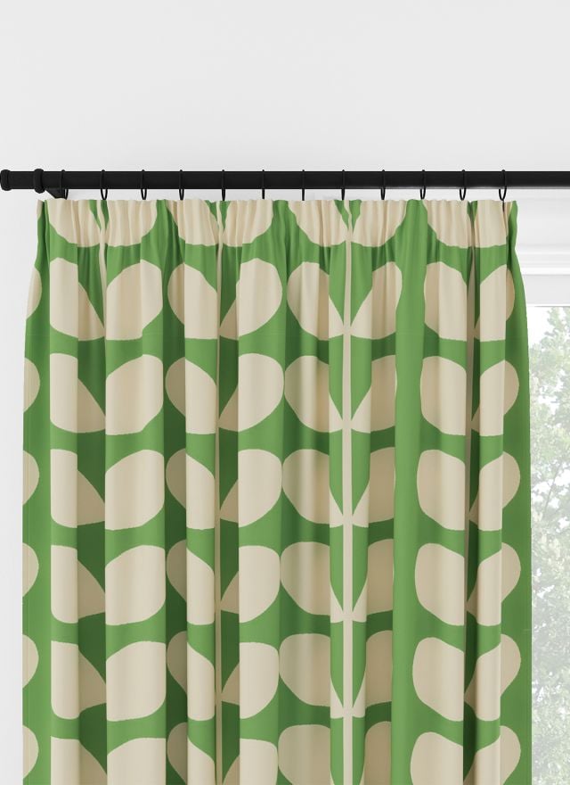 Orla Kiely Jumbo Solid Stem Green Pencil Pleat Curtain