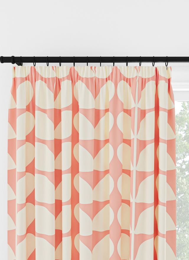 Orla Kiely Jumbo Solid Stem Pink Pencil Pleat Curtain