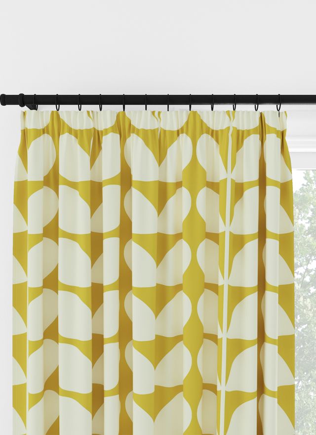 Orla Kiely Jumbo Solid Stem Yellow Pencil Pleat Curtain