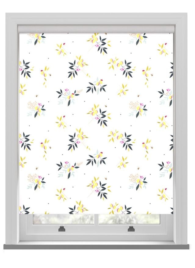 Sara Miller Lemon Cluster White Roller Blind