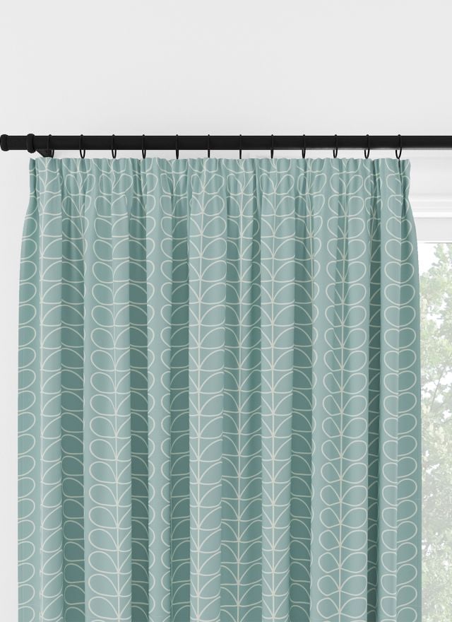 Orla Kiely Linear Stem Aqua Pencil Pleat Curtain