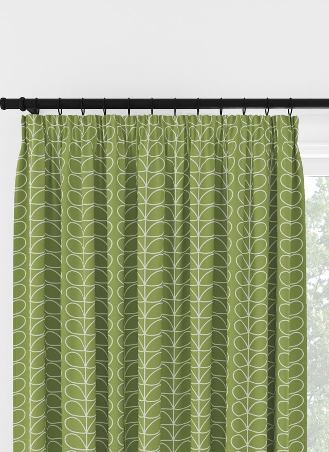 Orla Kiely Linear Stem Chalky Green Pencil Pleat Curtain
