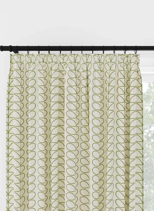 Orla Kiely Linear Stem Dark Grass Green Pencil Pleat Curtain