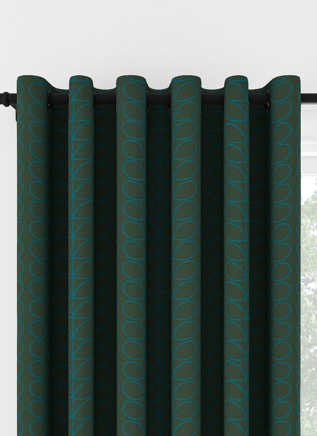 Orla Kiely Linear Stem Evergreen Eyelet Curtain