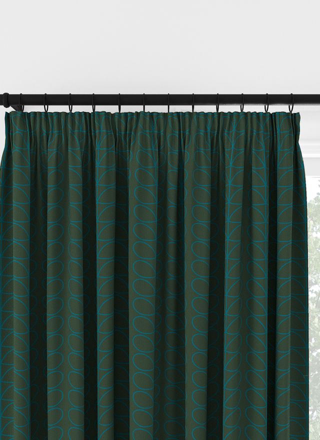 Orla Kiely Linear Stem Evergreen Pencil Pleat Curtain