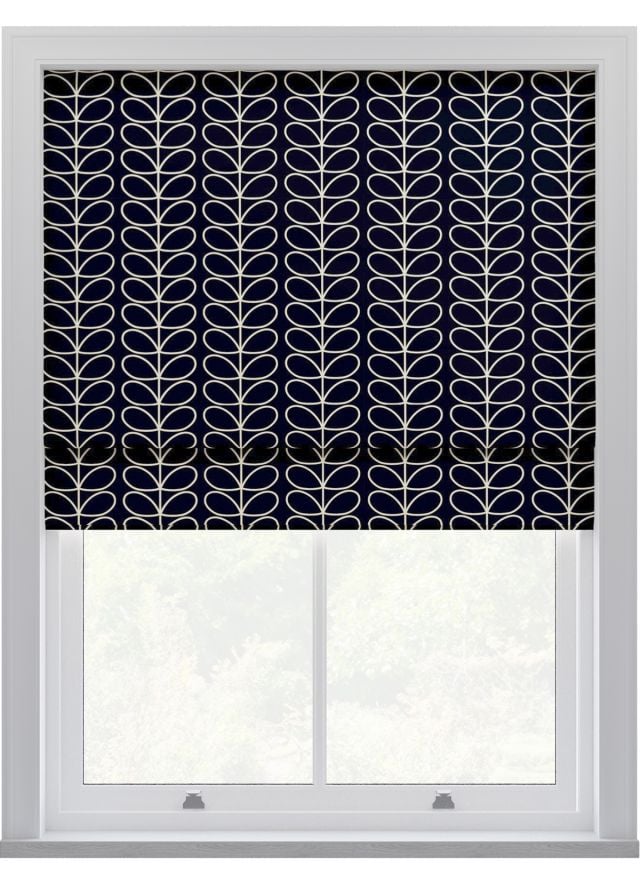 Orla Kiely Linear Stem Navy Whale Roman Blinds