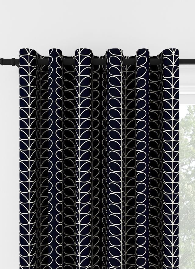Orla Kiely Linear Stem Navy Whale Eyelet Curtain