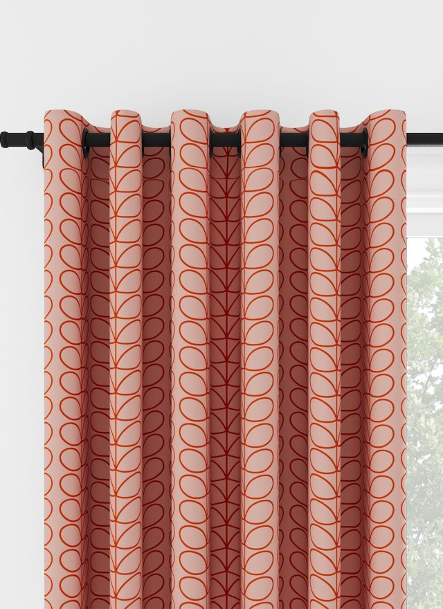 Orla Kiely Linear Stem Pink and Tomato Eyelet Curtain