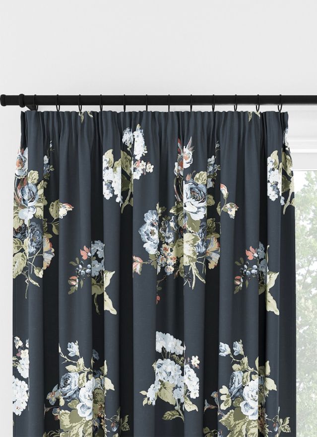 Laura Ashley Rosemore Midnight Pencil Pleat Curtain