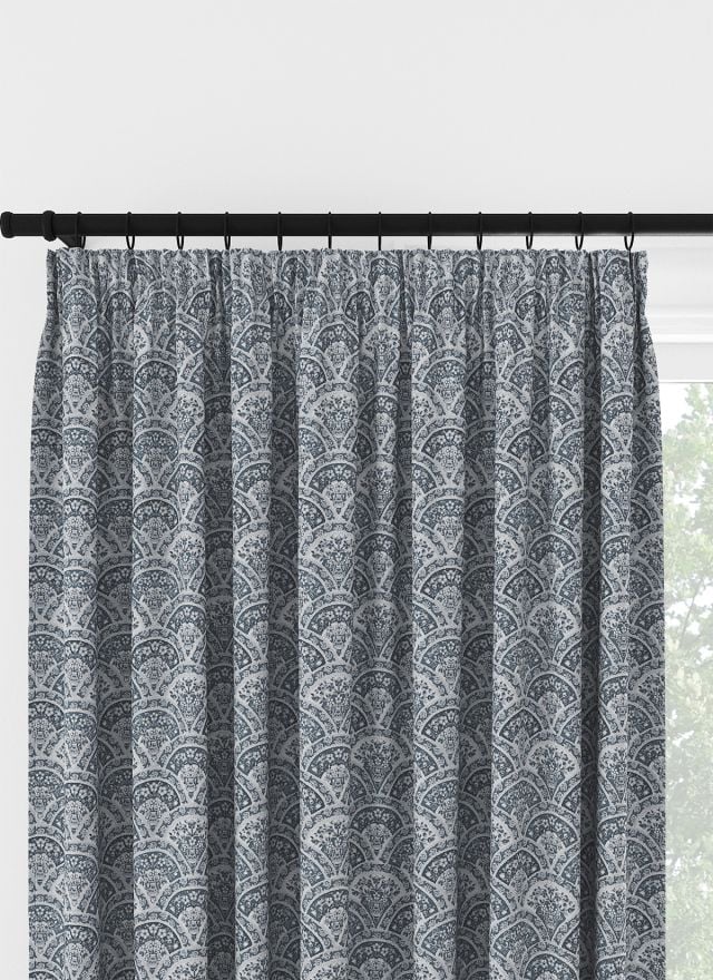 Laura Ashley Musica Velvet Dusky Seaspray Pencil Pleat Curtain