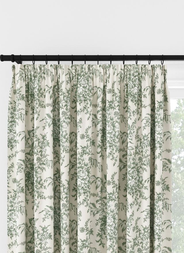 Laura Ashley Picardie Sage Pencil Pleat Curtain