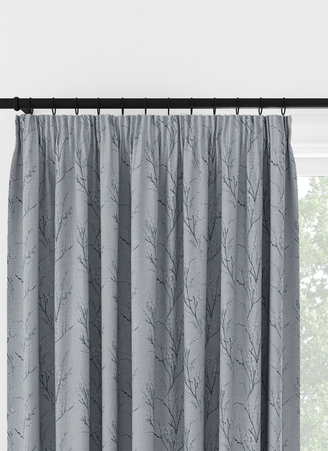 Laura Ashley Pussy Willow Embroidery Seaspray Pencil Pleat Curtain