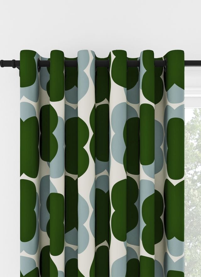 Orla Kiely Shadow Flower Jade & Duckegg Eyelet Curtain
