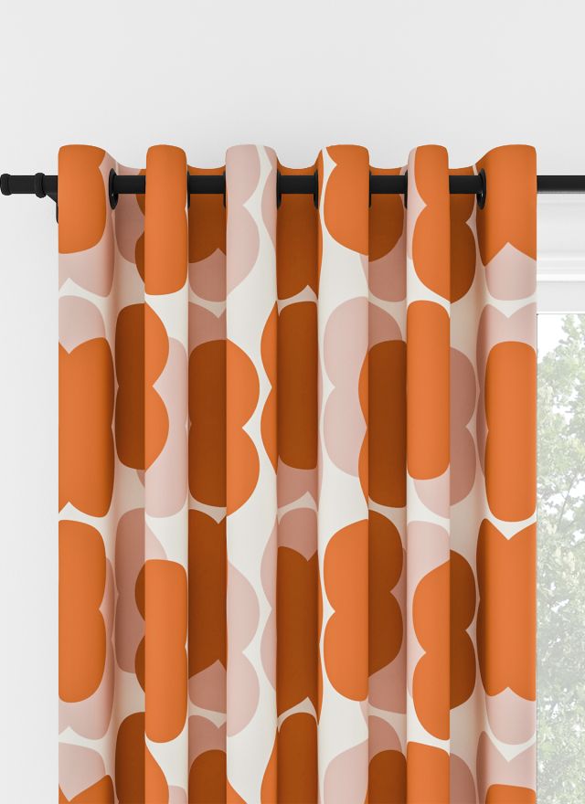 Orla Kiely Shadow Flower Pink & Tomato Eyelet Curtain