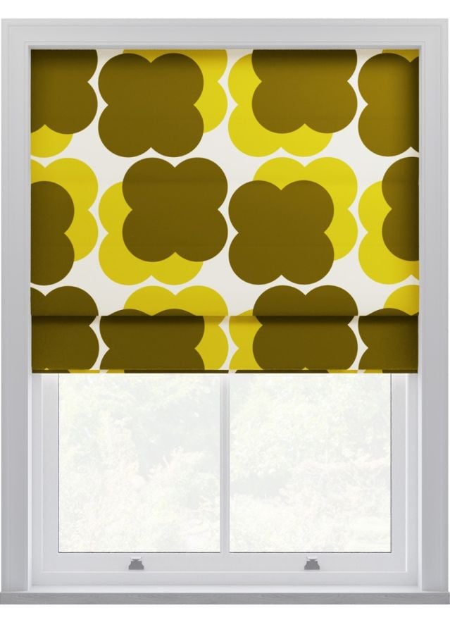 Orla Kiely Shadow Flower Yellow & Ochre Roman Blinds