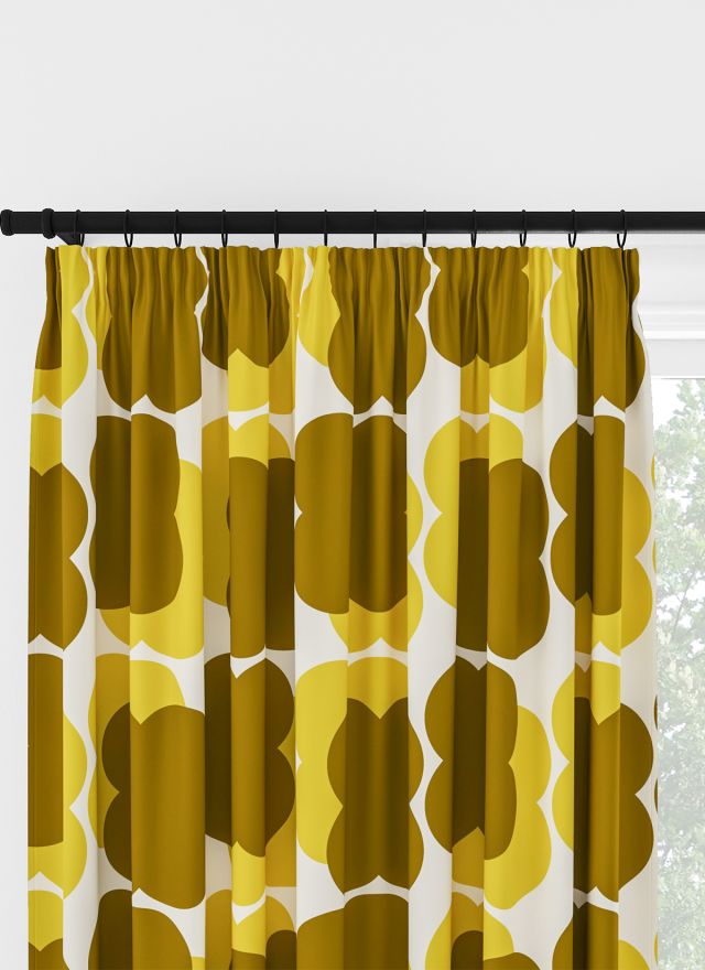 Orla Kiely Shadow Flower Yellow & Ochre Pencil Pleat Curtain