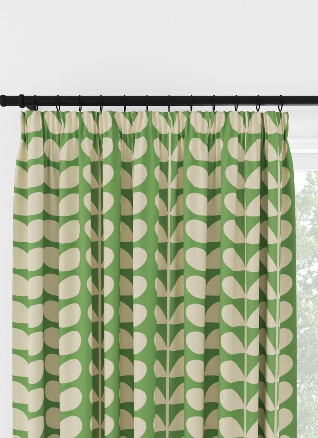 Orla Kiely Solid Stem Green Pencil Pleat Curtain