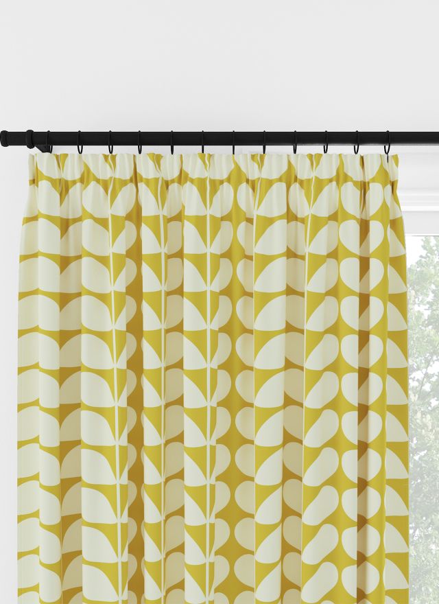 Orla Kiely Solid Stem Yellow Pencil Pleat Curtain