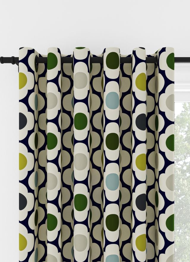 Orla Kiely Spot Flower Blue Multi Eyelet Curtain