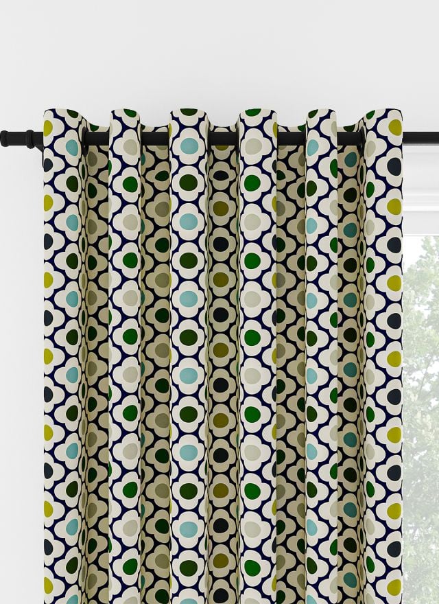 Orla Kiely Spot Flower Ditsy Blue Multi Eyelet Curtain