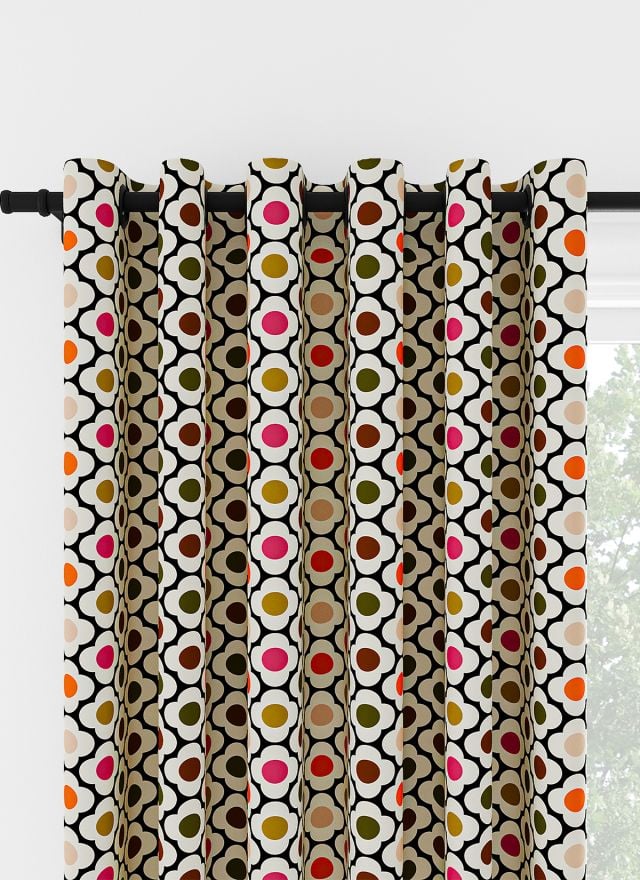 Orla Kiely Spot Flower Ditsy Red Multi Eyelet Curtain