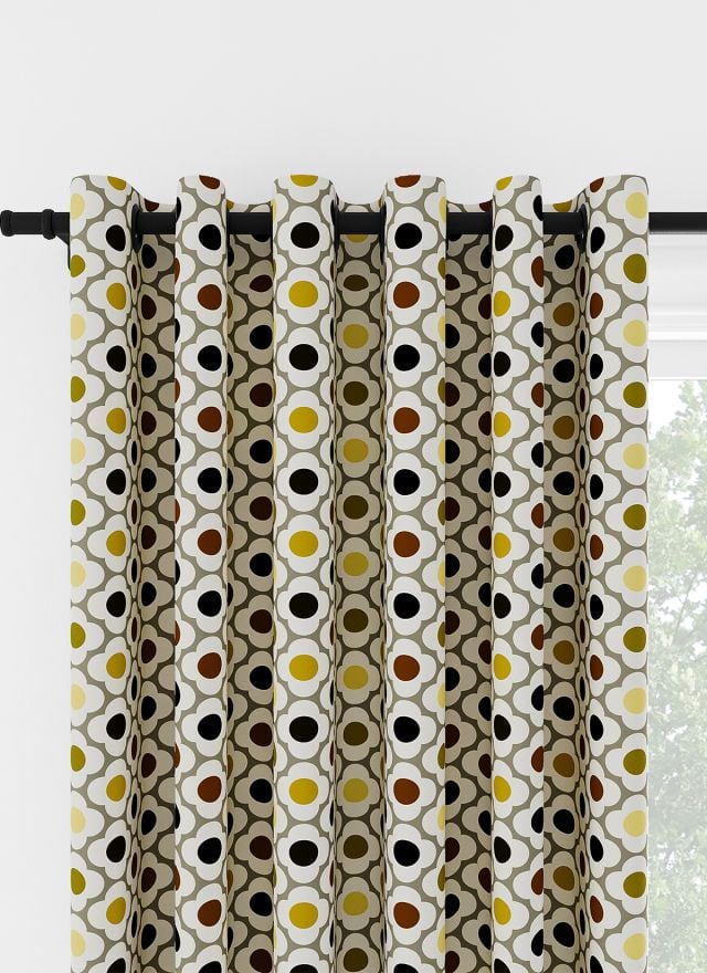 Orla Kiely Spot Flower Ditsy Yellow Multi Eyelet Curtain