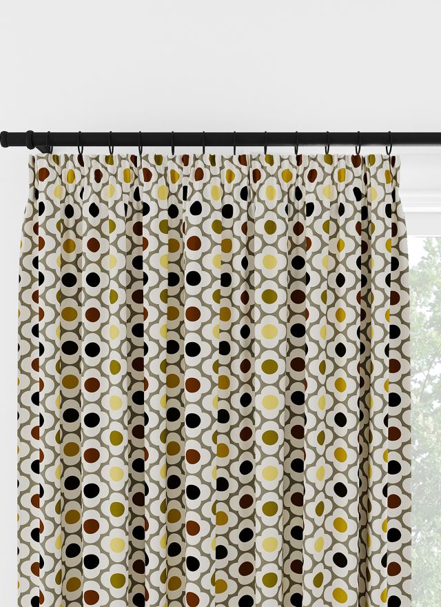 Orla Kiely Spot Flower Ditsy Yellow Multi Pencil Pleat Curtain