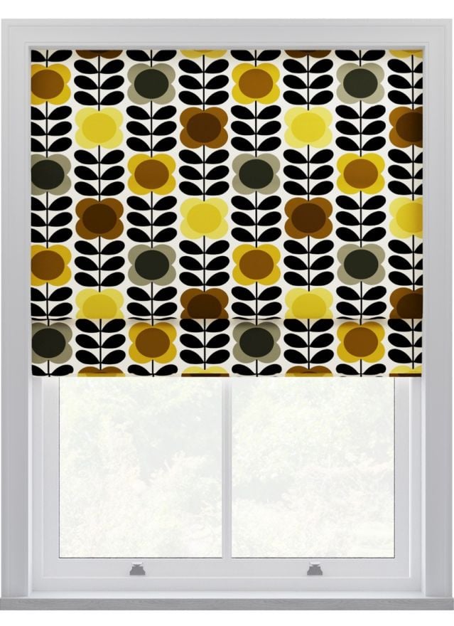 Orla Kiely Spot Flower Stem Yellow & Grey Roman Blinds