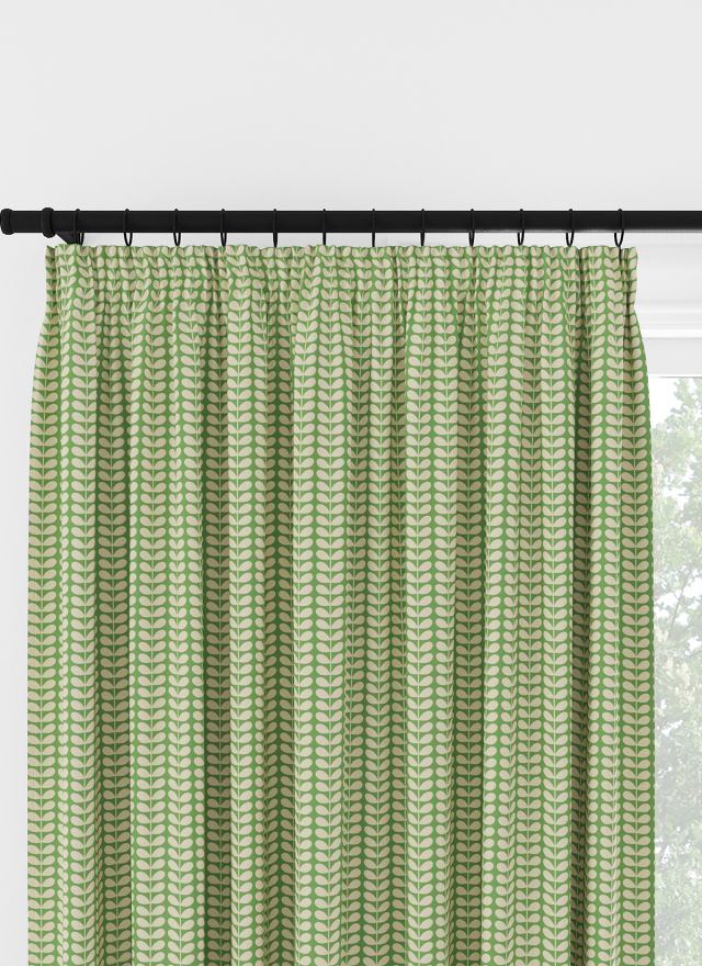 Orla Kiely Tiny Stem Green Pencil Pleat Curtain