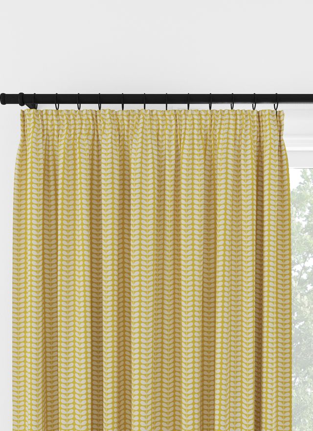 Orla Kiely Tiny Stem Yellow Pencil Pleat Curtain