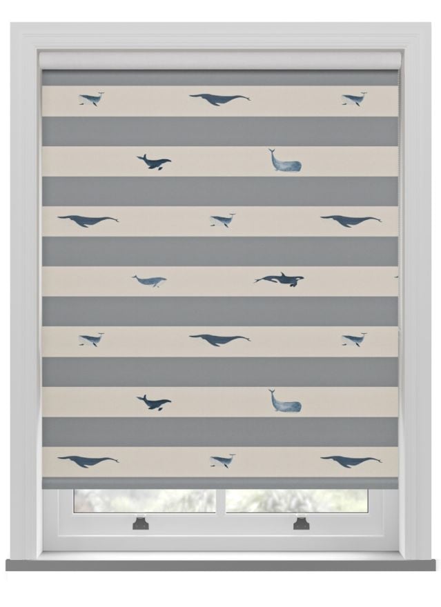 Sophie Allport Whale Stripe Deep Duckegg Roller Blind