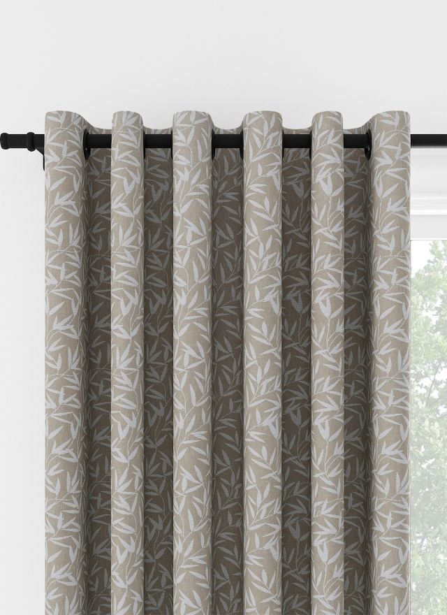 Laura Ashley Willow Leaf Chenille Natural Eyelet Curtain