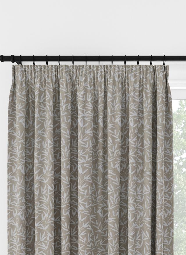 Laura Ashley Willow Leaf Chenille Natural Pencil Pleat Curtain