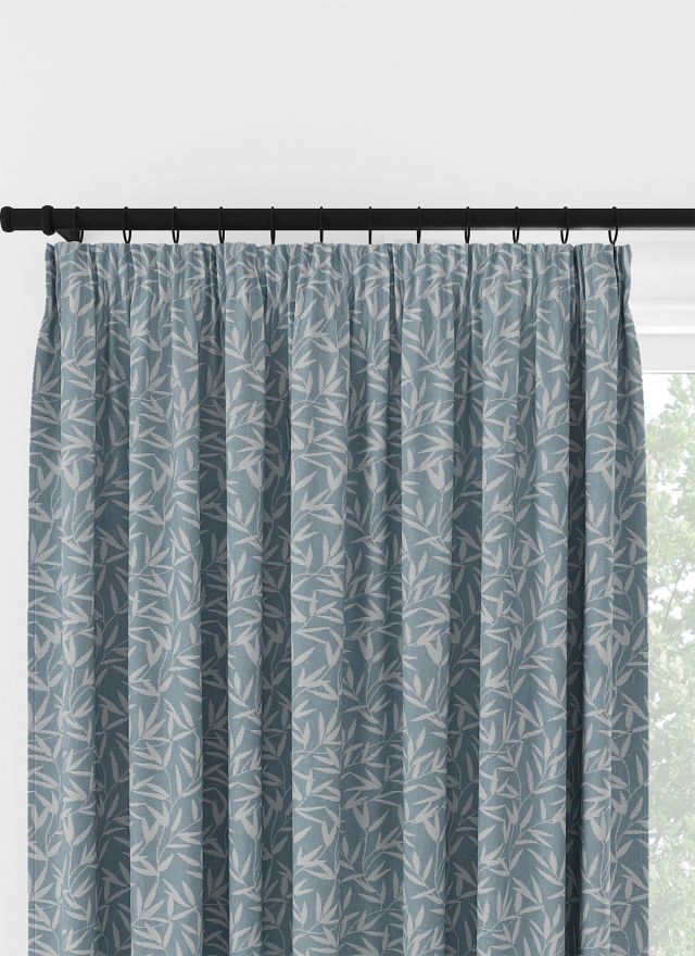 Laura Ashley Willow Leaf Chenille Pale Seaspray Pencil Pleat Curtain